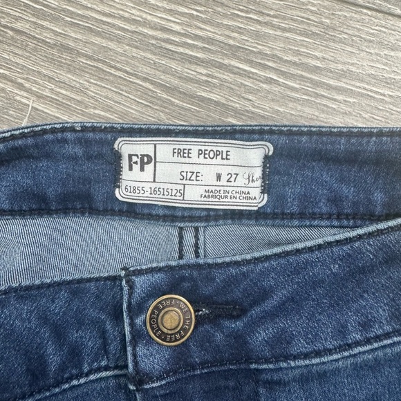 Free People Blue Flare Wide Leg Jeans Size 27 Short High Rise Denim - Picture 10 of 12